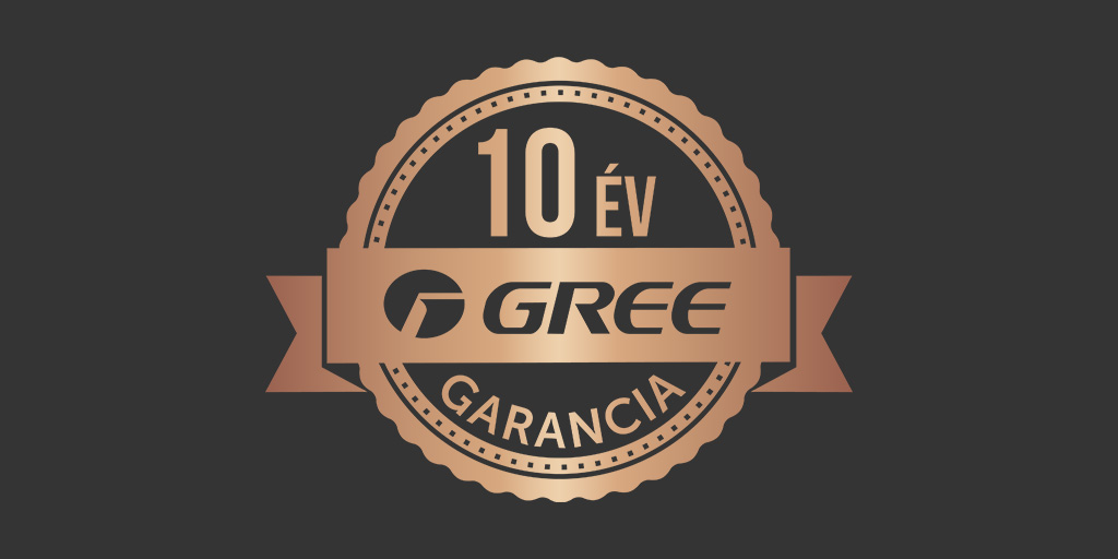 10 év garancia a Gree klímákra! - logó